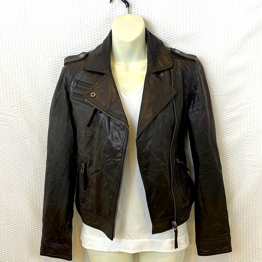 Aeropostale Brown Faux Leather Jacket Size S